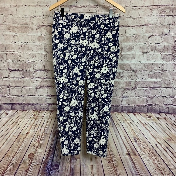 Talbots Chatham Blue Floral Crop Ankle Pants NWOT - Picture 1 of 12